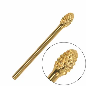 WUF 1 Pc Oval Shape YG8 Tungsten Steel Diameter Gold Plated Nail Drill Bit Grinding Head Tool For Nail Art Drill Machine