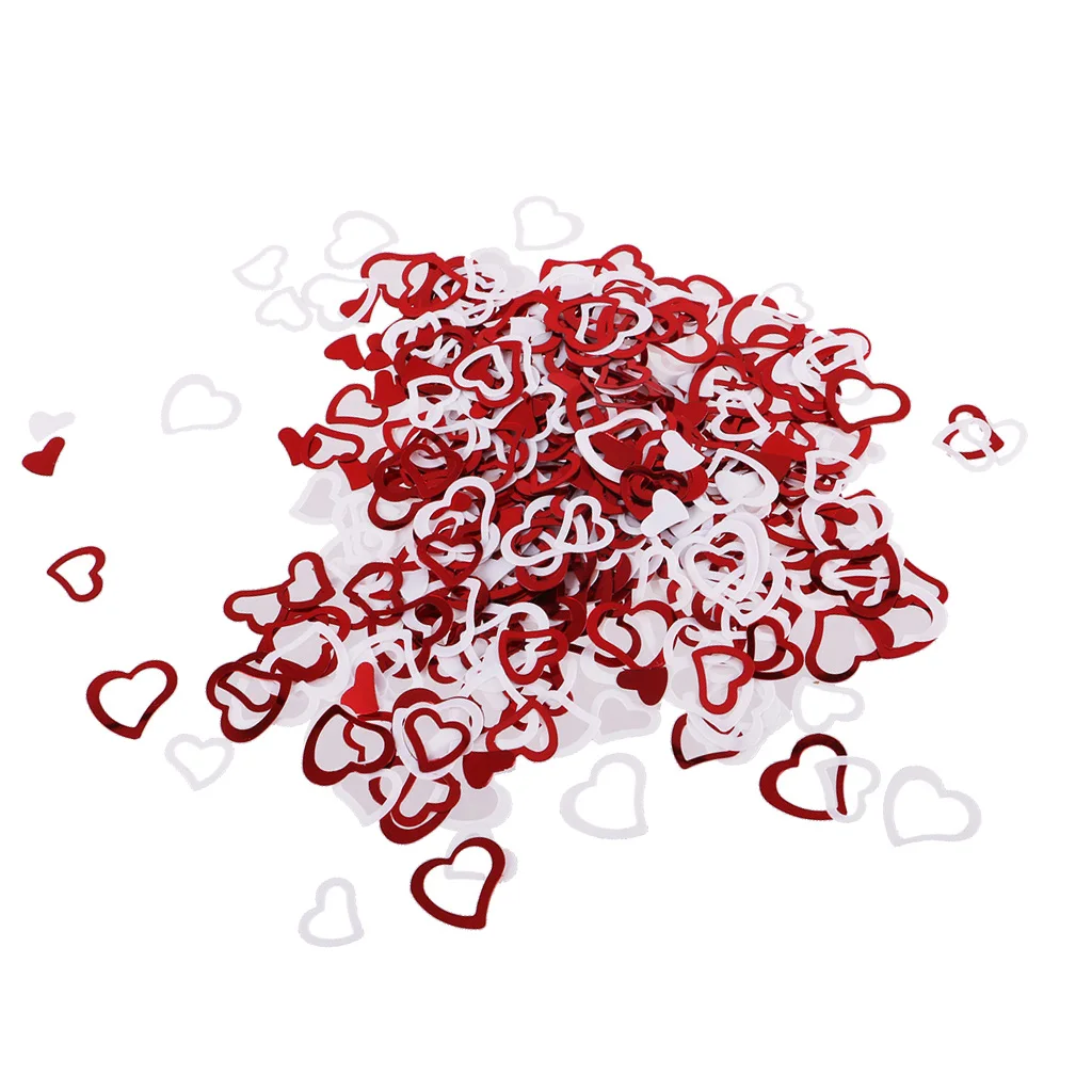 Glitter Heart Confetti Sprinkles Paper Table Confetti Dots for Wedding Birthday Party Decoration (Red, White, 16g)