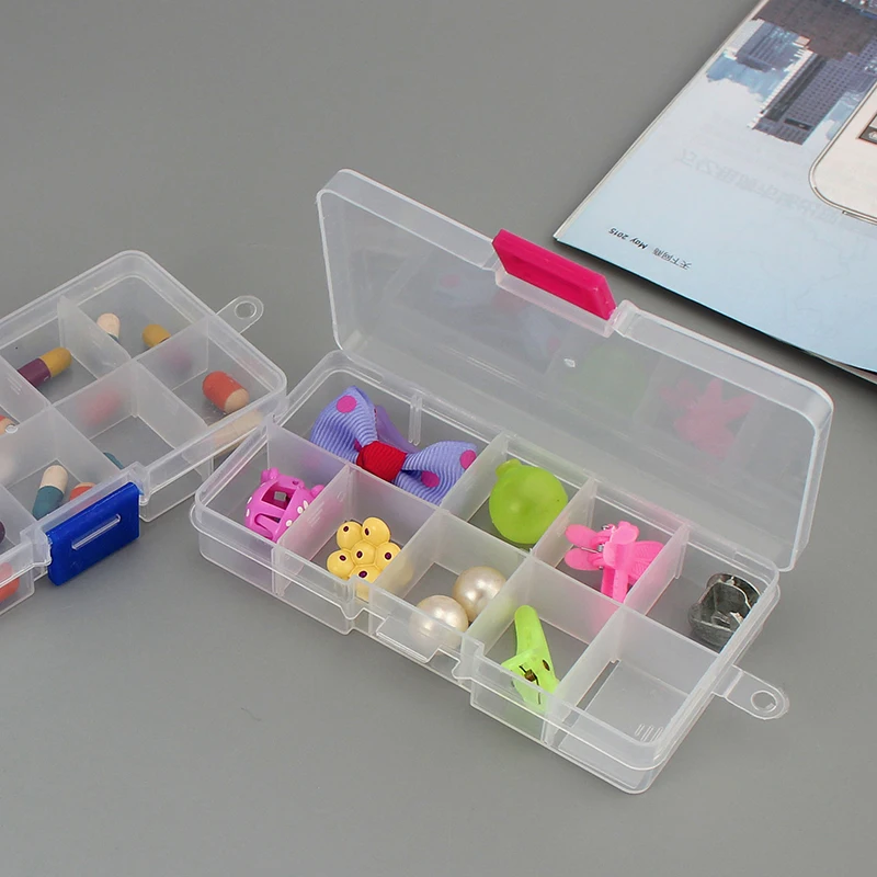 New 10 Slots Cells Colorful Portable Jewelry Tool Storage Box Container Ring Electronic Parts Screw Beads Organizer Plastic Case