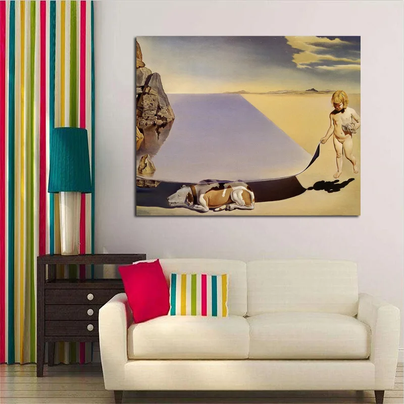 

Dog Painting Salvador Dali Canvas Painting Prints Bedroom Home Decor Modern Wall Art Painting Poster Salon Pictures Framework