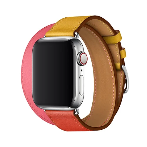 Ремешок из натуральной кожи для apple watch 4 band 44 мм 40 мм iwatch band 42 мм correa 38 мм браслет двойной тур ремень ремешок для часов 5 4 3 2 - Цвет ремешка: 3