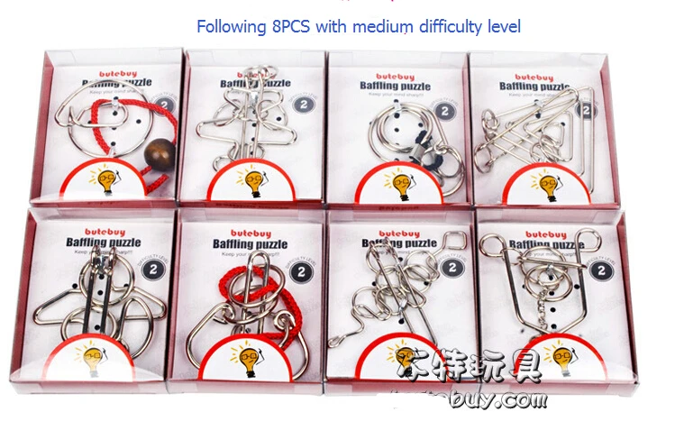 NEW Arrival 24PCS/Set IQ Metal Wire Puzzle Magic Mind Brain teaser Puzzles Game Toys for Adults Children Kids