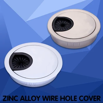 

Myhomera Zinc Alloy Desk Wire Hole Cover Wiring Ducts Base Office Computer Grommet Table Cable Outlet Port Surface Line Box 60mm