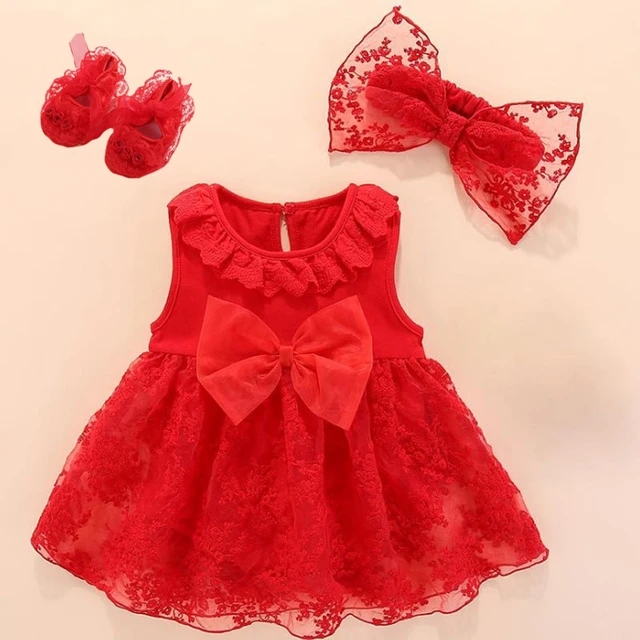 Robe bébé fille en coton côtelé à volants avec nœud dentelle épissée - X