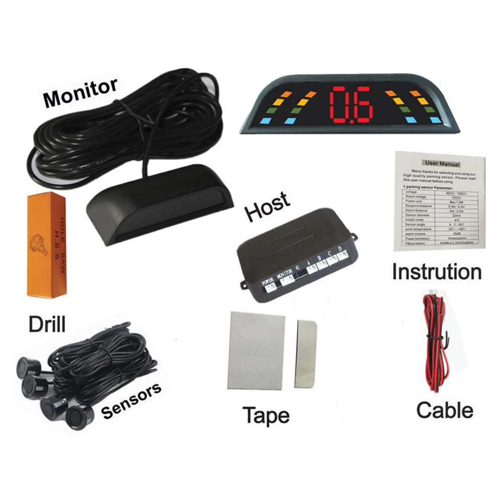 Автомобильный парктроник OkeyTech светодиодный датчик парковки с 4