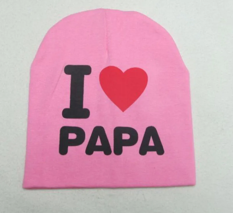 IPC Детские Зимние теплые вязаные шапки для девочек и мальчиков, 1 предмет, с надписью «I LOVE PAPA, MAMA, DAD, MOM», регулируемая От 1 до 3 лет шапка для новорожденных - Цвет: Pink PAPA