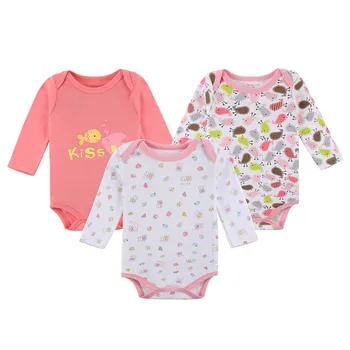 

-3 Pack Baby Girl Bodysuits with Long Sleeves 100% Cotton Floral Baby Bodysuits with Snap Buttons 0-12 Months