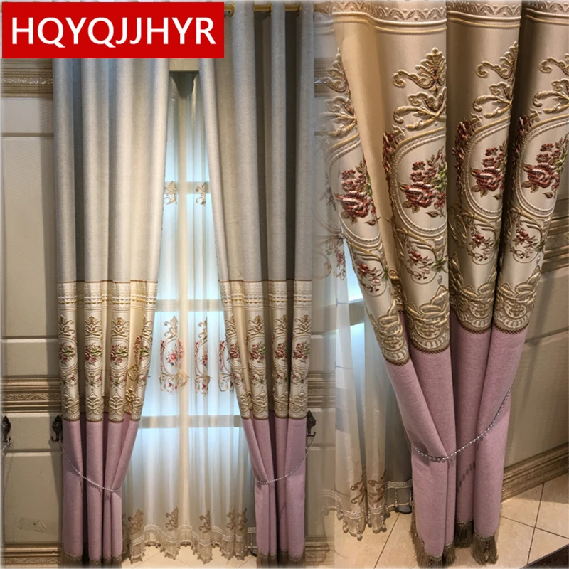 3D европейский стиль Роскошные жаккардовые строчки льняные плотные шторы для