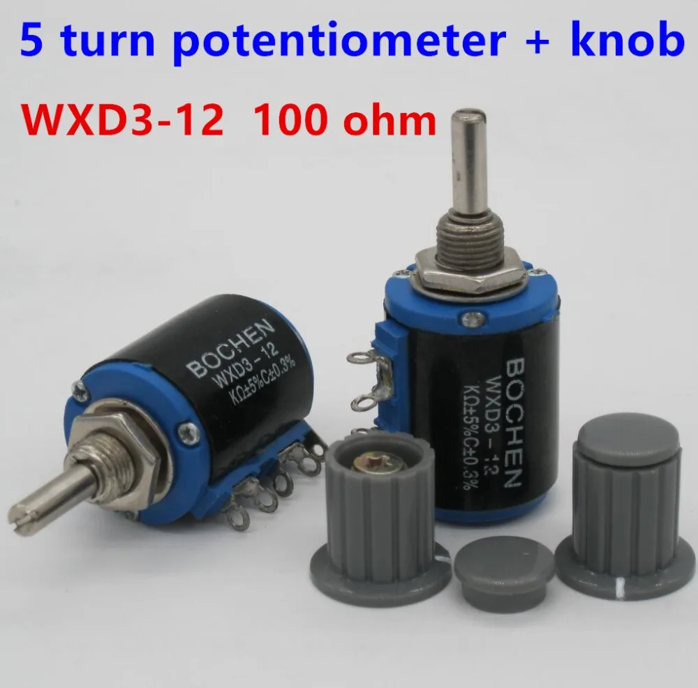 2 шт. WXD3-12 2 Вт 100 Ом WXD3-12-2W 5 колец мульти-круг прецизионный провод-намотанный потенциометр+ 2 шт. ручка