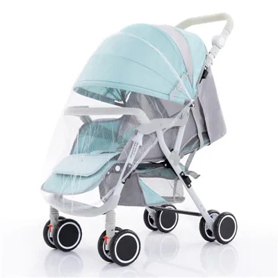 Детская коляска BABYFOND с высоким пейзажем, может лежать, складывается, четыре колеса, амортизатор, детская коляска - Цвет: mosquito net