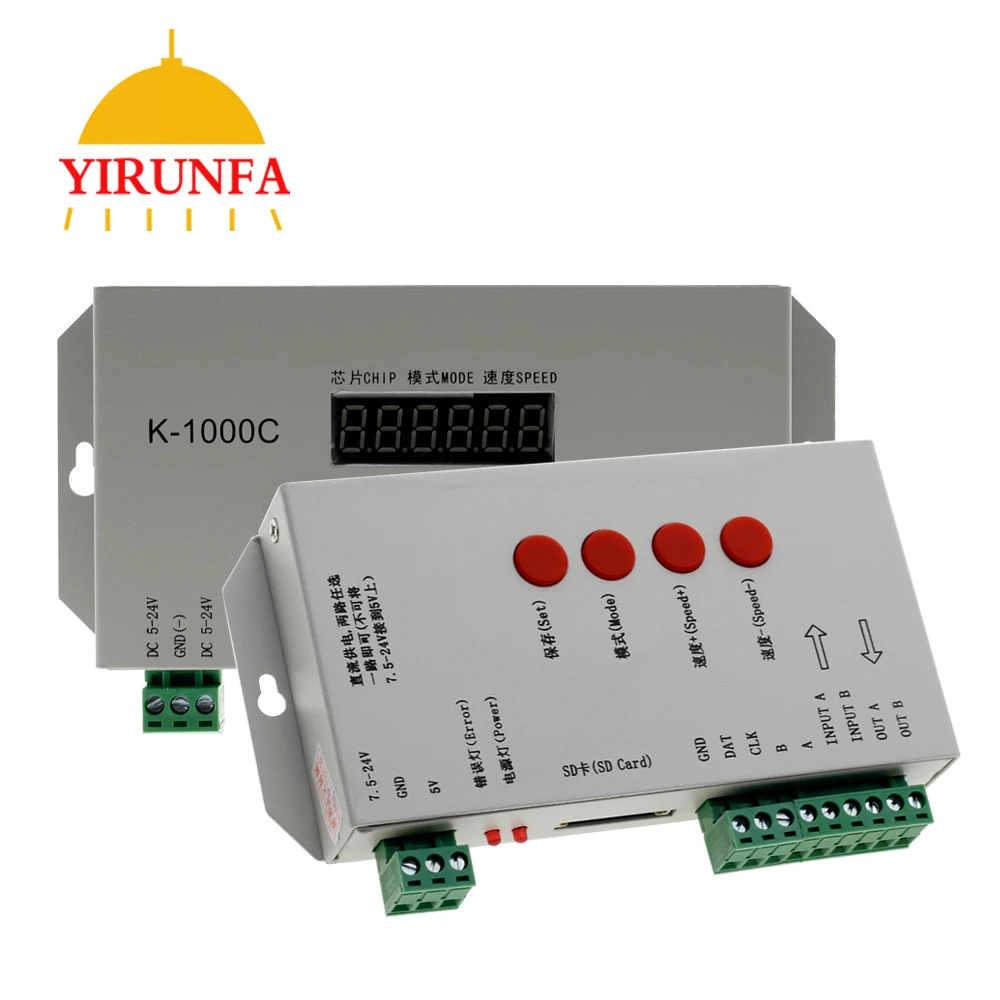 

K-1000C/ T-1000S LED Pixel Controller for IC WS2812B,WS2811,APA102,SK6812,2801 LED 2048 Pixels Program Controller DC5-24V