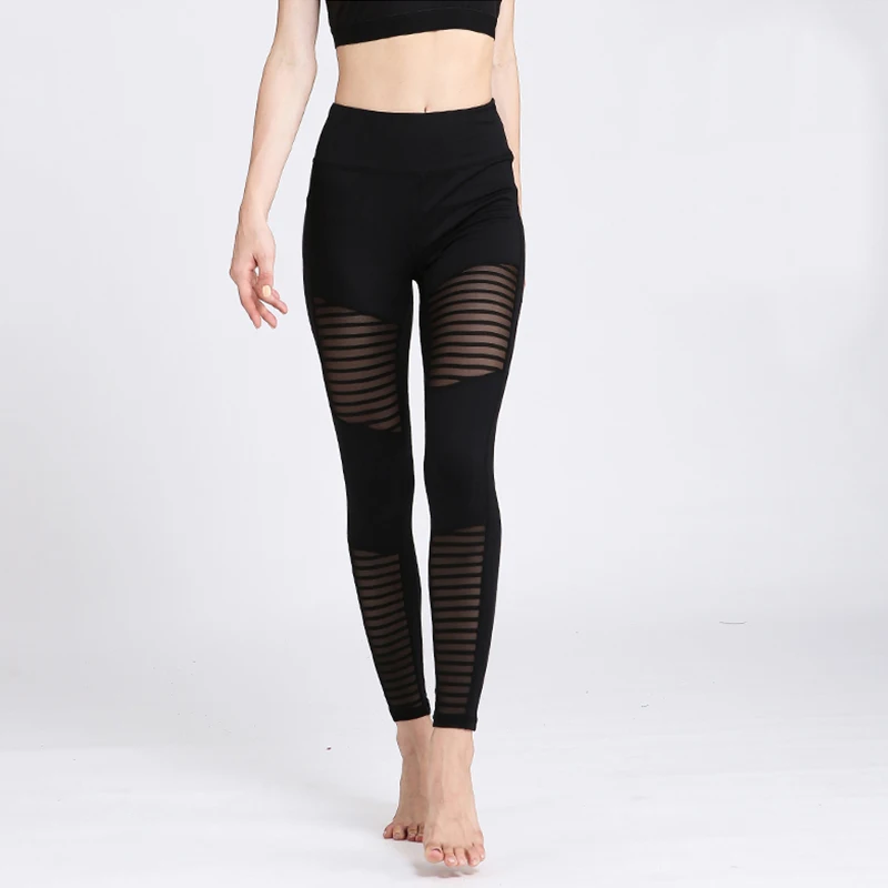 Sexy Slim New Yoga Pants Women High Waist Fitness Yoga Sport Leggings Mesh Tights Running Jogging Trouser Plus Size XL 3 Colors (5)