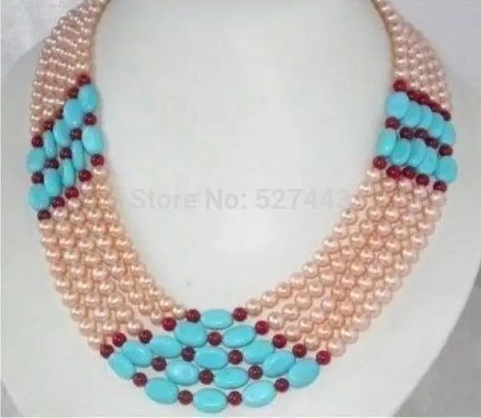 

Wholesale Gorgeous Jewelry Real Pink Pearl Turquoise Coral Necklace