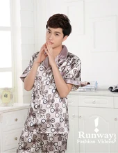 wholesale mens bridal silk robe male half sleeve sleep Lounge summer thin room wear rayon bathrobe luxury designer print clothes