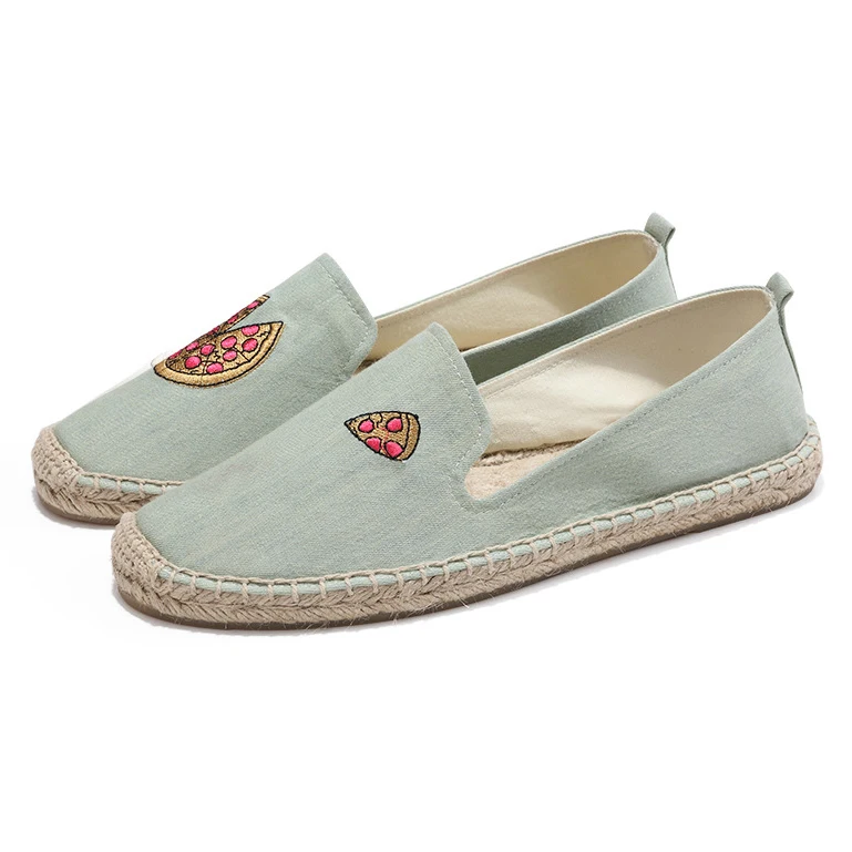 

Embroidery pizza Espadrilles Flats Women Shoes Slip-On Loafers