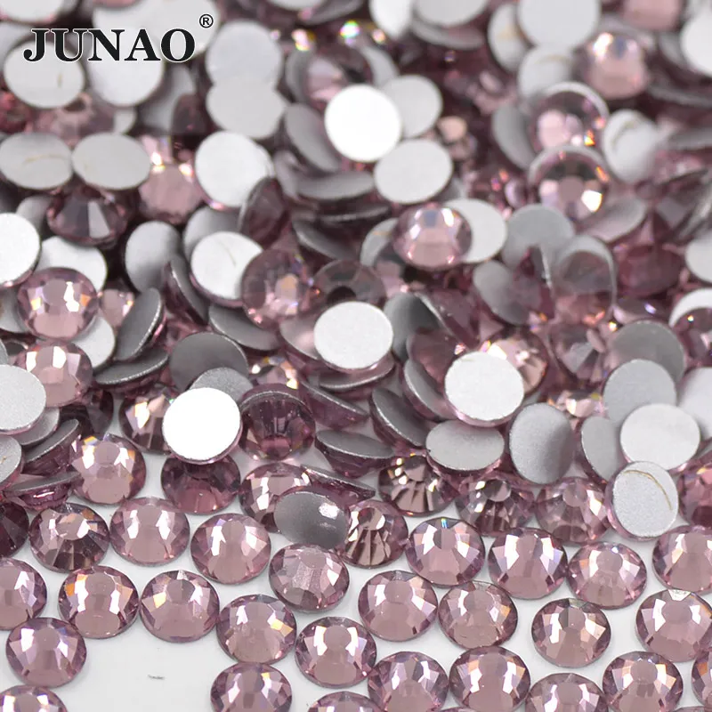 JUNAO SS 6 8 10 16 20 30 Light Purple Glass Crystals Stones Flatback