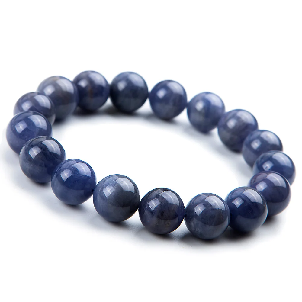 

12mm Genuine 100% Natural Tanzanite Blue Gemstone Bracelet Round Beads Stretch Woman Beads Man Crystal Party Bracelet AAAAA