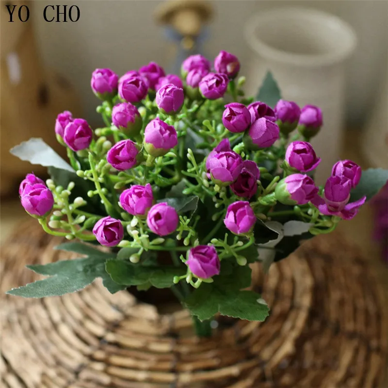 36 Head Rose Tea Bud Pearl Artificial Silk Flowers Home Office Party