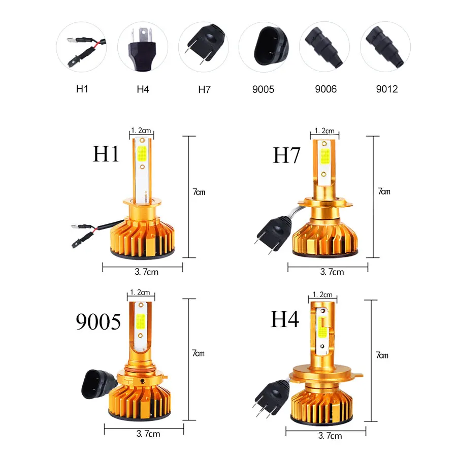 Aceersun 2 шт. F2 автомобиля H4 светодиодный фар H1 светодиодный H7 H11 9005 9006 HB3/4 72W фары для 8000LM моноблочные светодиодные чипы Turbo Вентилятор 6500K 12V передние фары лампы