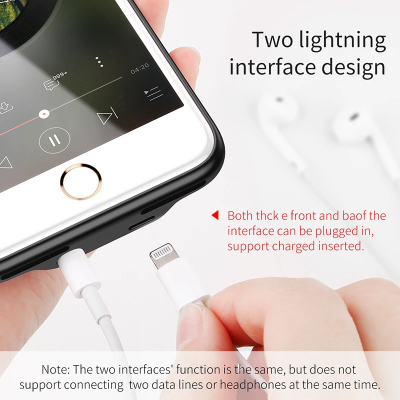 Baseus 3in1 Audio Case For iPhone 8 7 Plus Coque Hard PC Dual Headphone Charging Port Back Phone Cover For iPhone 7Plus 8Plus