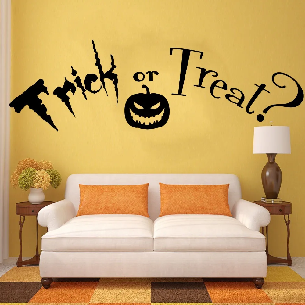 

YOYOYU Trick or Treat Quote, Halloween. Vinyl Wall Art Sticker Decal Mural. Home Wall Decor Living Room Hallway wall stickers