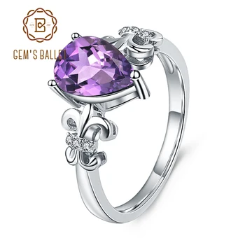 

GEM'S BALLET 925 Sterling Silver 1.84Ct Natural Amethyst Gemstone Rings For Women Vintage Engagement Wedding Rings Fine Jewelry