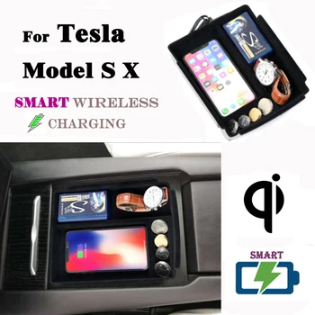 

For Tesla Model S X QI Wireless charger Hidden Smart Wireless charging Phone Holder Storage Box