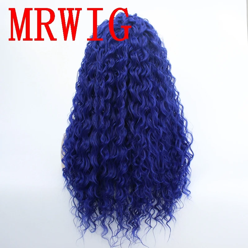 MRWIG Middle Part Kinky Curly Synthetic Front Lace Wig 26in 180%Density Heat Resistant Fiber