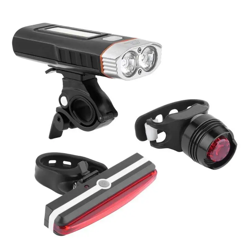 

Waterproof USB Charging Magnetic Bicycle T6 LED+COB Headlight+Taillight Set 500-1000 Lumens 18650 Battery Rechargeable
