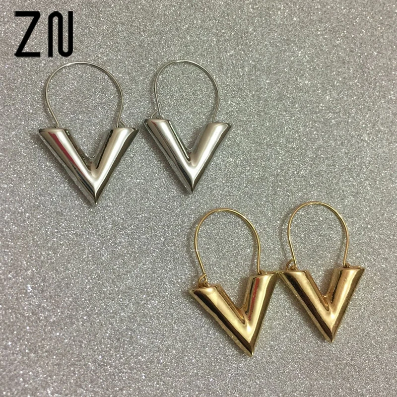 ZN Fashion Vintage V Shape Gold Women Earrings Earrings For Women