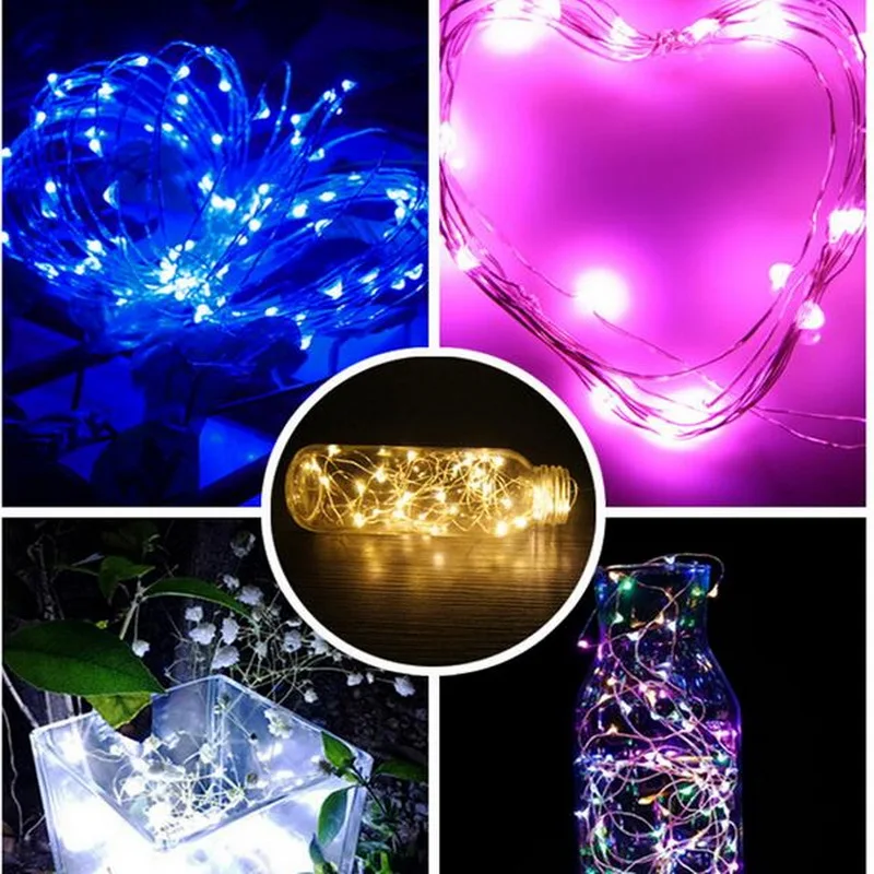 

2M 20 LED Battery Operated LED Copper Wire String Lights for Xmas Garland Party Wedding Decoration Christmas Fairy Lights