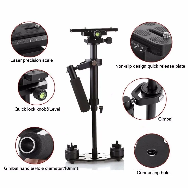 Kaliou Aluminum Steadicam Steadycam Handheld S40 Stabilizer for Gopro 6 5 4 3 2 1 Camera DSLR Video Photography Studio Accessory