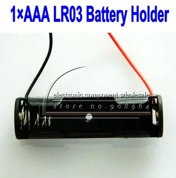 

wholesale 200pcs/lot 1XAAA 1.5v 1AAA LR03 Plastic Battery Holder Box Case Base Socket with wire