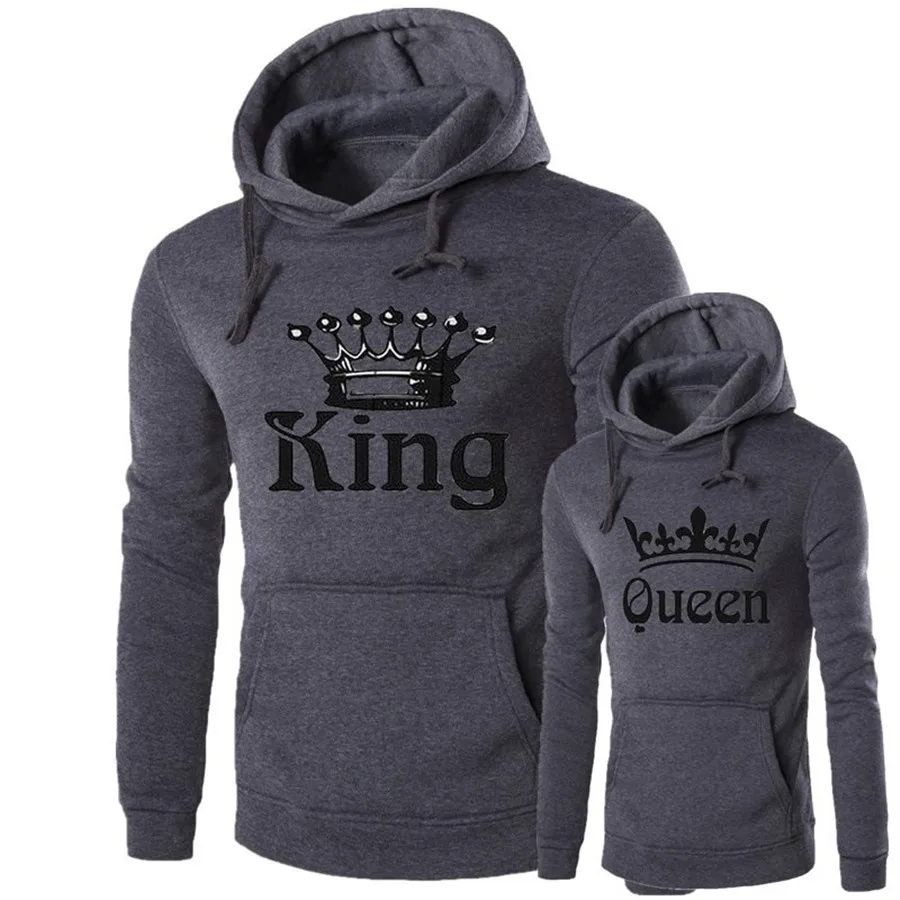 

Fashion Women Men Hoodies King Queen Sweatshirt Lovers Couples Printed Hoodie Hooded Sweatshirt Casual Pullovers Tracksuits