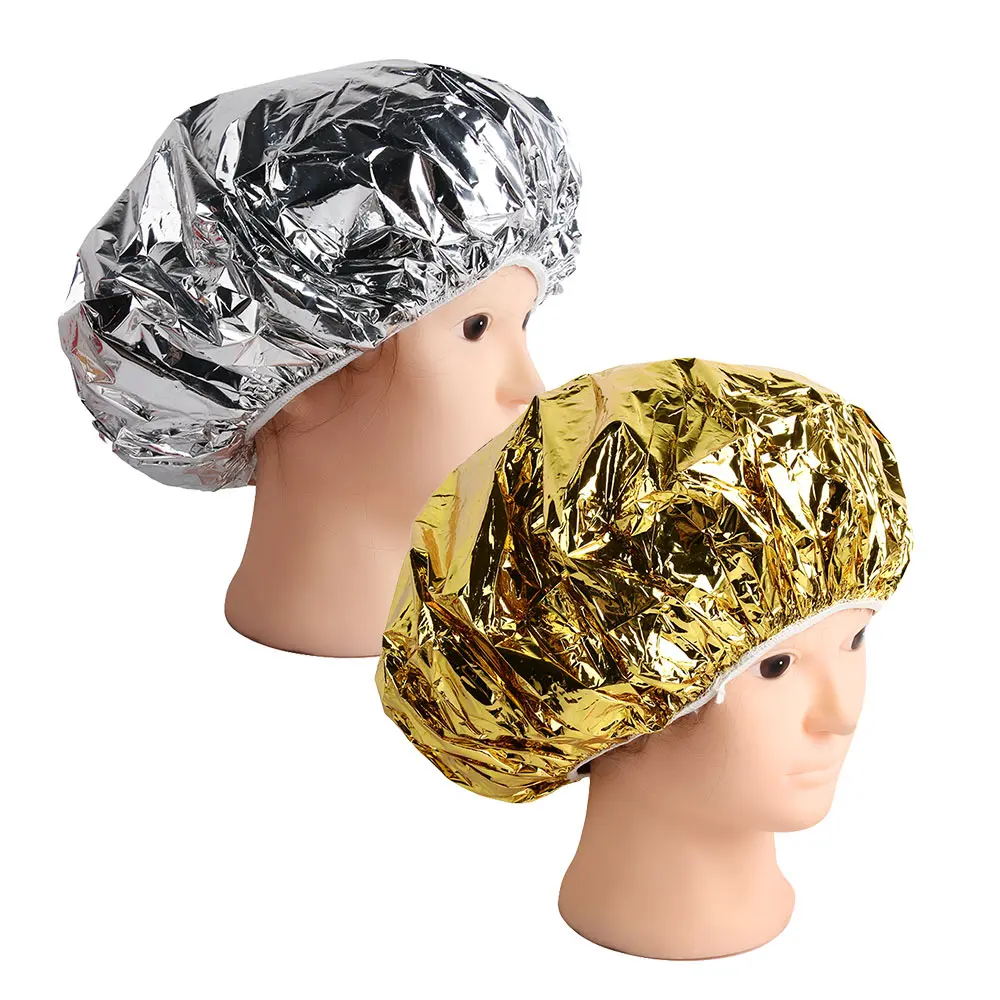 

1PC Hat Mask Cap Shower Caps One-off Bathing Elastic Aluminum Foil Hair Protector Styling Tools One-off Elastic Waterproof
