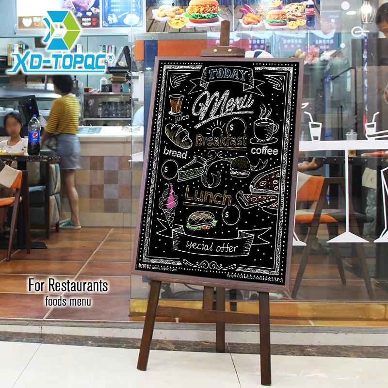 Restaurante Menu Quadro, Quadro-negro Magnético, MDF Madeira Frame, Placas De Mensagem Pretas Com Cavalete, Venda Direta Da Fábrica, 60x90cm