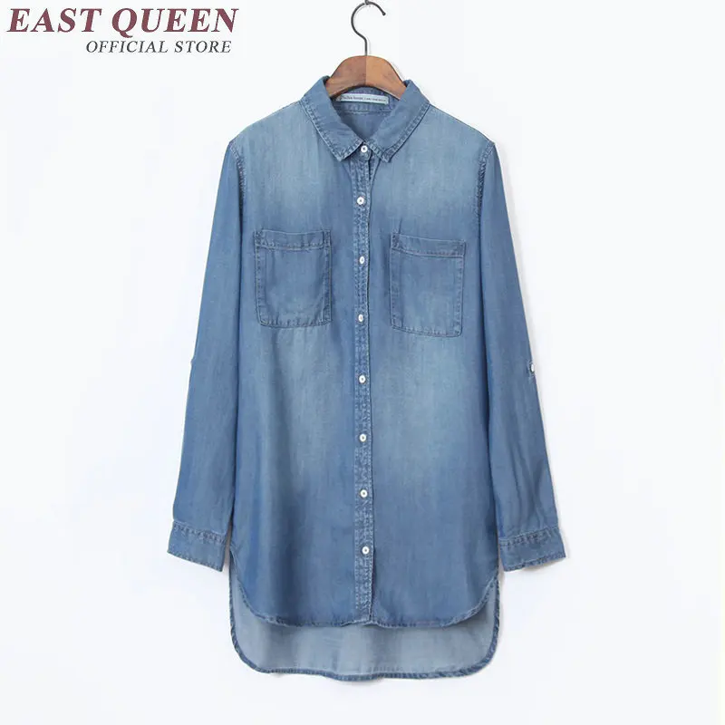 

2018 chic denim shirt female denim shirts for women clothing jeans shirt vintage camisa Jeans blusas feminina KK944 HQ