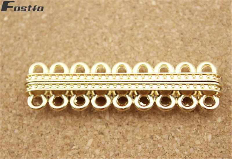 Fostfo 10pc/lot 9 Rows Gold Color Strong Magnetic Clasps For Necklace Bracelet Bangle Magnet Clasp Connectors DIY Jewelry Making