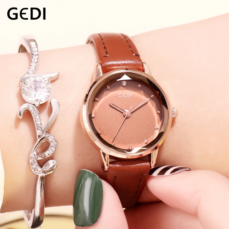 

GEDI 2019 Women Women's Watches Luxury Clock Fahsion Leather Strap Woman Female Watch Ladies Wristwatch Waterproof reloj mujer