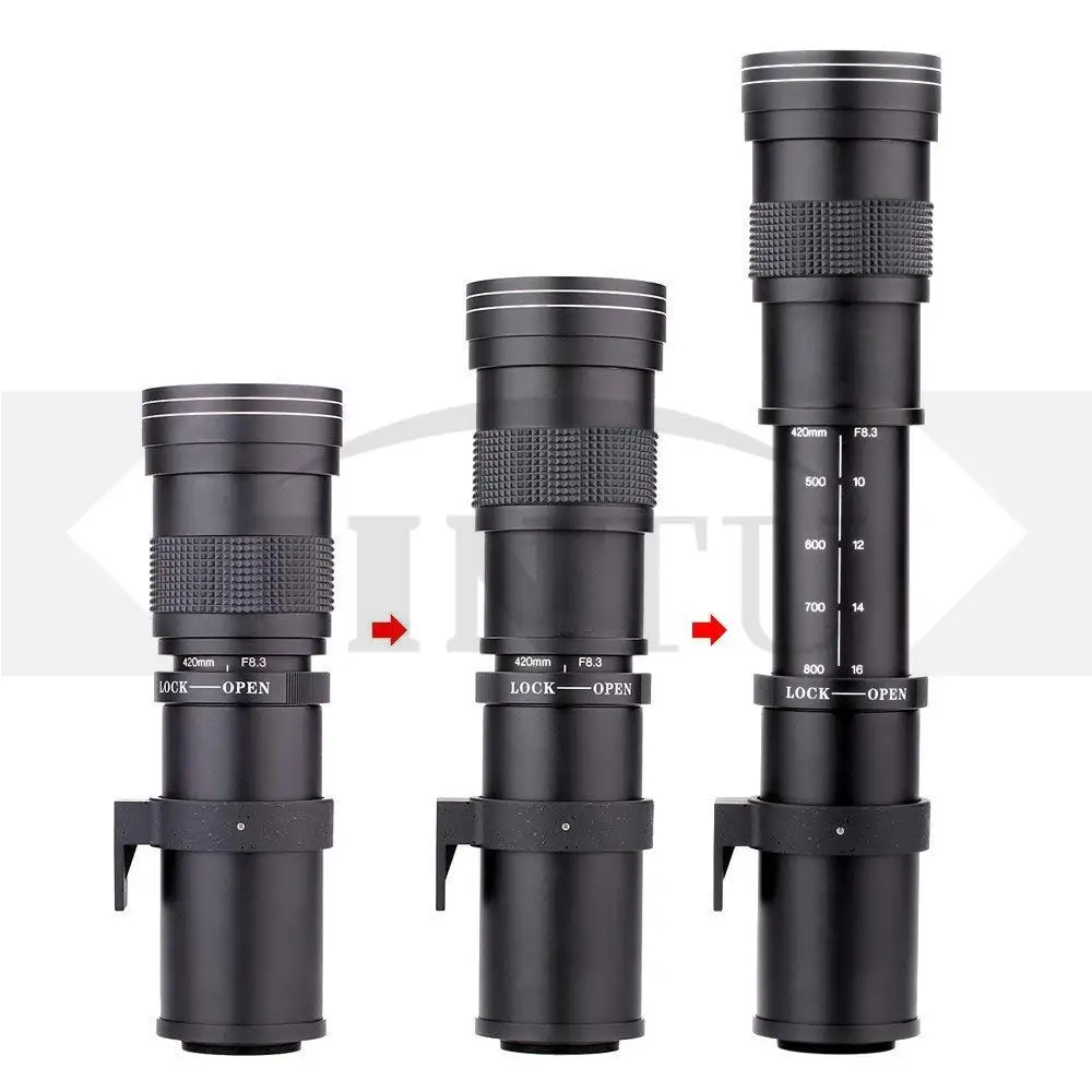 JINTU 420-800mm f/8,3 HD с ручными настройками телефото объектив с фиксированным фокусным расстоянием для Canon EF-M EOS M1 M2 M3 M5 M6 M10 M50 M100 Кольцо адаптер для беззеркальной камеры