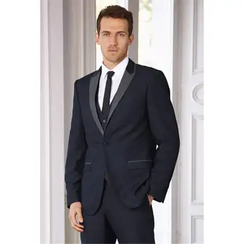 

New Men Suit Costume Homme Wedding Suits For Men Notched Lapel Slim Fit 3 Pieces Tuxedos Siide Vent Grooms (jacket+pants+vest)
