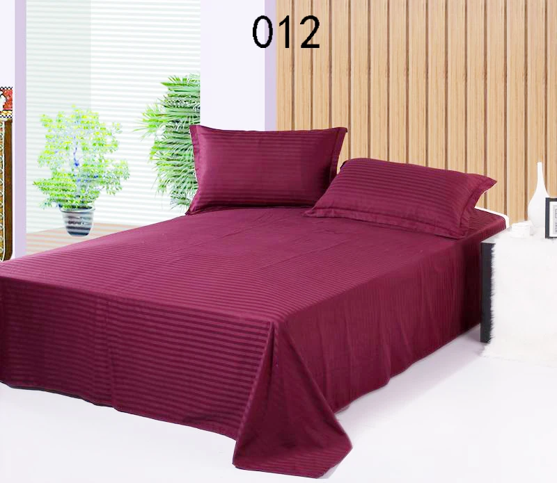 Deep Purple Cotton Satin Stripe 1pcs Twin Full King Flat Sheets Bed