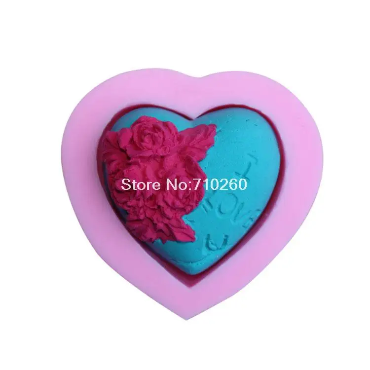 3D с принтом «сердце», «Любовь силиконовая форма в виде розы fondant(сахарная) формы торта мыло формы шоколада для кухни форма для выпечки прессформы C003