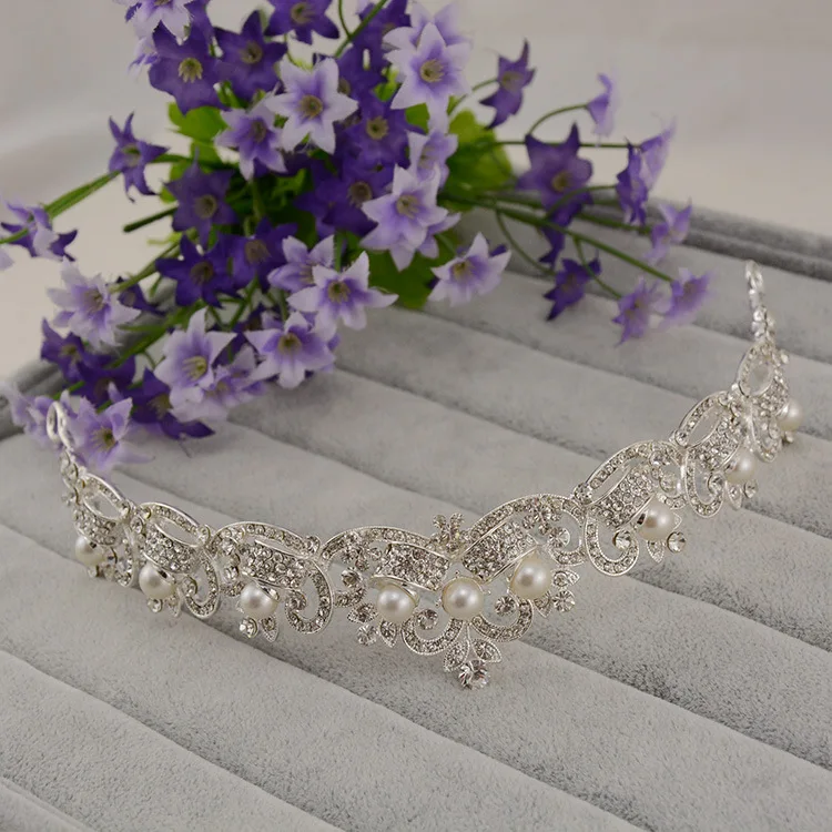 Диадемы для невесты свадебные украшения волос жемчужные стразы|bridal crown|crown tiarafor