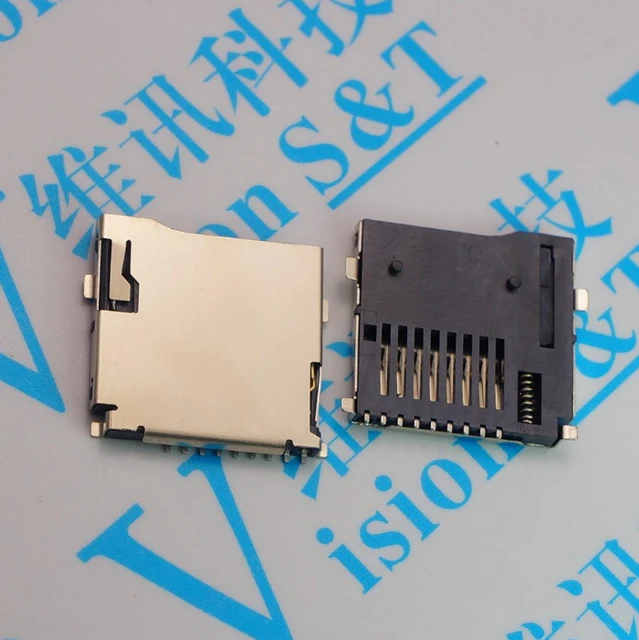 10 adet 9pin Mikro SD kart yuvası konnektörleri T-Flash Ortak tarzı boyutu  14*15mm TF kart güverte Kendini etkili kart yuvası pop-up - AliExpress