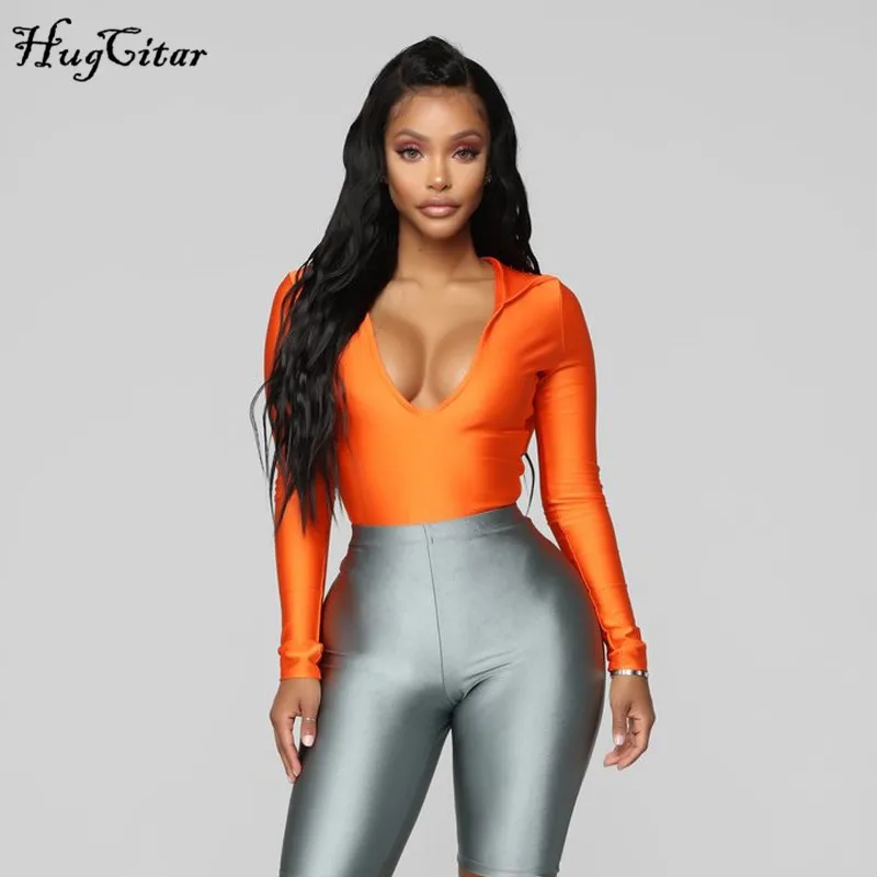 Hugcitar مقنعين الخامس الرقبة الصلبة bodycon مثير ارتداءها 2019 الربيع النساء أزياء الصلبة بسط طويل كم حزب عارضة الشارع الشهير