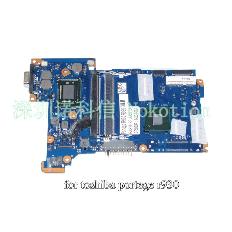 NOKOTION FAS2DS2 A3275A for toshiba Portege R930 R935 laptop motherboard  HD4000 HM76 SR0DR I3-2370M
