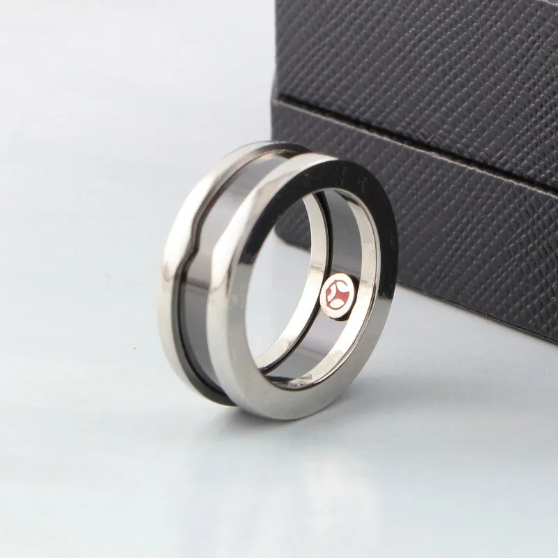 

361L Stainless Classic Fashion Charity Little Red Ring Titanium Steel Love Ring Black Ceramic Couple For Women And Men Wholesale