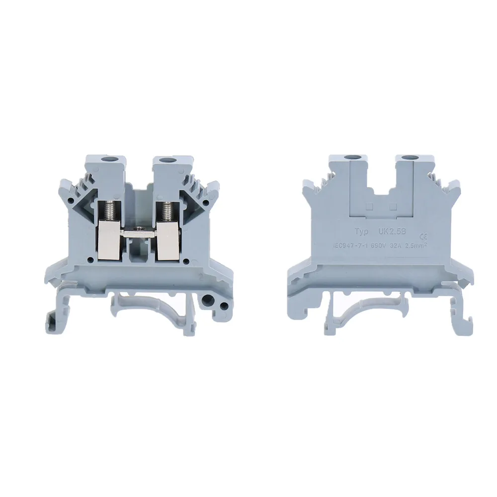 

10pcs UK2.5B gray plastic screw contact Terminal Blocks rail terminal wiring row