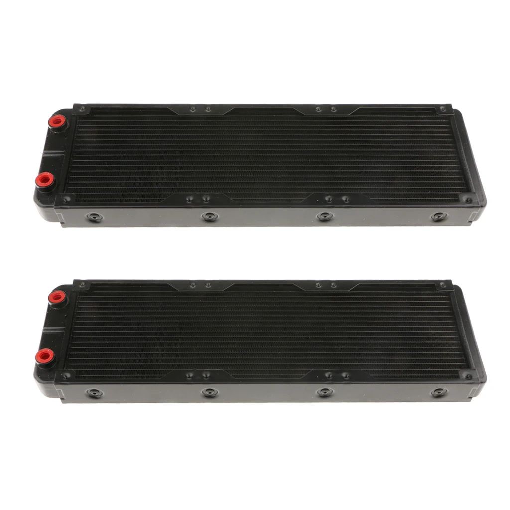 2xPC Radiator Water Cooling Row 18 Pipes for CPU Heatsink 360mm Thread mouth